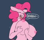  2015 anthro anthrofied big_breasts breasts earth_pony equine eyes_closed female friendship_is_magic hair hand_on_breast horse huge_breasts lacation mammal milk my_little_pony nipples nude open_mouth pinkie_pie_(mlp) plain_background pony solo somescrub tongue 
