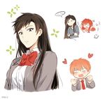  2girls bad_id bad_pixiv_id blush bow gekkan_shoujo_nozaki-kun genderswap genderswap_(ftm) genderswap_(mtf) heart long_hair mery_(apfl0515) mikoshiba_mikoto multiple_girls nozaki_umetarou sakura_chiyo short_hair simple_background white_background 