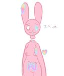  anthro breasts female fur gore lagomorph mammal piebunny pink_fur plain_background rabbit solo white_background 