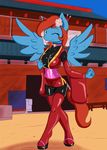  anthro anthrofied clothing collar equine fan_character female friendship_is_magic gloves horse japanese_clothing kimono legwear looking_at_viewer mammal my_little_pony poprocks rubber solo sureibu tongue wings 