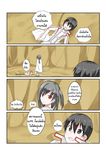  4koma black_eyes black_hair brown_hair cape catstudioinc_(punepuni) comic godfrey highres kirito kuradeel multiple_boys one_side_up otoko_no_ko paralyzed red_eyes sword_art_online thai translation_request 