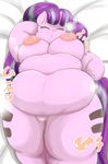  2015 anthro anthrofied braffy breasts cutie_mark equine eyes_closed female friendship_is_magic hair horn long_hair lying mammal my_little_pony nipples nude obese on_back overweight pussy solo starlight_glimmer_(mlp) two_tone_hair unicorn 