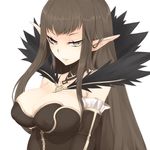 black_hair breasts cleavage dh_ead fate/apocrypha fate_(series) highres large_breasts long_hair pointy_ears semiramis_(fate) solo 