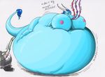  anthro belly belly_expansion belly_inflation big_belly big_breasts blue_hair breast_expansion breasts brown_eyes dragon female hair huge_breasts hyper hyper_belly inflation larissa lowrider-girl scalie solo stuffing 