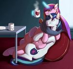  absurd_res coffee cutie_mark duo equine female feral friendship_is_magic hi_res horn kevinsano male male/female mammal my_little_pony pillow princess_cadance_(mlp) shining_armor_(mlp) smile unicorn 