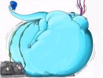  anthro belly belly_expansion belly_inflation big_belly big_breasts blue_hair breast_expansion breasts brown_eyes dragon female hair huge_breasts hyper hyper_belly inflation larissa lowrider-girl pussy scalie solo stuffing wet 