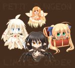  :3 :d ahoge black_hair blonde_hair blue_eyes blush brown_eyes chibi dark_skin dual_wielding fairy fairy_wings fang furry green_eyes holding insect_girl knife kso long_hair looking_at_viewer mimic mimic_chest monster_girl multiple_girls open_mouth orange_hair original pointy_ears smile spider_girl treasure_chest twintails very_long_hair wings 