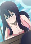  1girl blue_hair boat breasts cleavage fairy_tail female kunaix leaning_forward lying smile solo ultear_milkovich water 