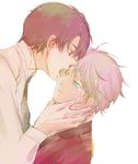  aldnoah.zero bad_id bad_pixiv_id brown_hair eye_licking green_eyes kaizuka_inaho kana_(bengalesefinch) licking male_focus multiple_boys red_eyes silver_hair slaine_troyard tear_licking tears yaoi 