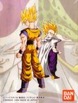  90s bandai cape cell_(dragon_ball) cover dragon_ball dragonball_z epic evil frieza maeda_minoru multiple_boys muscle smile son_gohan son_gokuu super_saiyan super_saiyan_2 