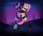  2015 blue_eyes bound cutie_mark duo equine facehugger female fluttershy_(mlp) friendship_is_magic hair horn magic mammal my_little_pony night pink_hair plant purple_hair radiantrealm sparks star tears tentacles twilight_sparkle_(mlp) vines winged_unicorn wings 