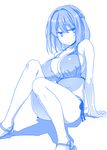  bikini blue breasts commentary_request getsuyoubi_no_tawawa himura_kiseki large_breasts monochrome solo swimsuit 