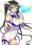  arm_ribbon bad_id bad_pixiv_id bdsm black_hair blue_eyes blue_ribbon bondage bound breasts cleavage dress dungeon_ni_deai_wo_motomeru_no_wa_machigatteiru_darou_ka gloves hair_ornament hair_ribbon hestia_(danmachi) katsu_ryouji large_breasts long_hair rei_no_himo ribbon solo twintails white_dress 