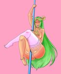  anus blush breasts crotch_rub dark_skin green_eyes green_hair jewelry kid_icarus legoman lm_(legoman) long_hair nail_polish naughty_face nintendo nipple_piercing nipples no_panties palutena pole pole_dancing pussy pussy_juice single_thighhigh smile stripper_pole uncensored very_long_hair 