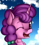  2015 equine female friendship_is_magic fur hair hi_res horn mammal my_little_pony neko-me one_eye_closed pink_fur portrait purple_eyes purple_hair smile solo sugar_belle_(mlp) unicorn wink 