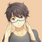 aldnoah.zero bad_id bad_pixiv_id bespectacled brown_eyes brown_hair glasses kaizuka_inaho male_focus red_eyes seiran_(blue-orchid) solo 