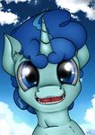  2015 blue_eyes blue_fur blue_hair equine friendship_is_magic fur hair hi_res horn male mammal my_little_pony neko-me party_favor_(mlp) portrait smile solo unicorn 