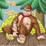  anal anal_insertion anal_penetration anthro areola balls banana barefoot cum cum_on_penis donkey_kong donkey_kong_(series) donkey_kong_country english_text erection fingering food fruit gorilla insertion looking_down male mammal muscles navel necktie nintendo nipples nokemy nude on_floor open_mouth orgasm outside palm_tree pecs penetration penis precum primate pubes sitting solo sweat teeth text tongue tongue_out tree video_games 