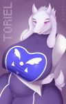  anthro big_breasts blush breasts caprine clothed clothing crossed_arms female goat hair harnny horn huge_breasts looking_at_viewer mammal mature_female nipple_bulge slightly_chubby solo toriel undertale video_games 