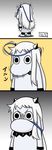  annoyed bow comic commentary_request gradient gradient_background hair_bow hair_ribbon horns kantai_collection long_hair mittens moomin muppo no_humans northern_ocean_hime rei_no_himo ribbon sazanami_konami shinkaisei-kan tail translated white_hair you're_doing_it_wrong 