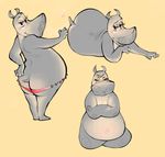  belly big_butt bikini butt clothed clothing female gloria_(madagascar) half-dressed hippopotamus kaboozey madagascar mammal nude overweight solo swimsuit 