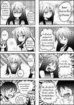  3girls 4koma ahoge blush bugged_eyes catstudioinc_(punepuni) comic commentary_request emphasis_lines greyscale half_updo highres jitome machiro_(catstudioinc) moji_(catstudioinc) monochrome multiple_4koma multiple_girls original puni_(miku_plus) sweatdrop thai translation_request two_side_up 