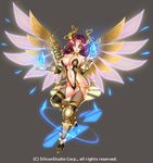  1girl armor breasts horns large_breasts red_hair ryuki@maguro-ex short_hair solo wings 