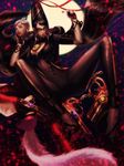  adjusting_eyewear amulet ankle_gun bayonetta bayonetta_(character) beehive_hairdo bellhenge black_hair blue_eyes bodysuit breasts candy cleavage cleavage_cutout earrings food full_body full_moon glasses hair_ribbon hand_on_another's_chin highres jeanne_(bayonetta) jewelry large_breasts light_smile lips lipstick lollipop long_hair long_legs makeup md5_mismatch mole mole_under_mouth moon multiple_girls nose red-framed_eyewear resized ribbon short_hair spread_legs upscaled white_hair 