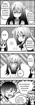  3girls 4koma ahoge blush bugged_eyes catstudioinc_(punepuni) comic commentary_request greyscale half_updo highres jitome machiro_(catstudioinc) moji_(catstudioinc) monochrome multiple_girls original puni_(miku_plus) sweatdrop thai translation_request two_side_up 