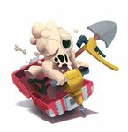  bone case jackhammer justin_chan male_focus melting_(nuclear_throne) nuclear_throne official_art shovel skull solo white_background wrench 