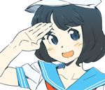  black_hair blue_eyes hat katou_haruaki murasa_minamitsu sailor sailor_collar sailor_hat salute short_hair solo touhou 