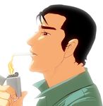  abe_takakazu bad_id bad_pixiv_id cigarette commentary kuso_miso_technique lighter male_focus masao profile solo upper_body 
