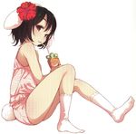  buriki carrot drink drinking_straw feet flower hibiscus highres inaba_tewi scan socks soles solo toes touhou 