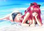  beach bikini highres red_hair redhead swimsuit water 