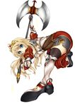  armor axe blonde_hair blue_eyes boots crown highres juunin_toiro_(silent123) original solo thighhighs weapon 