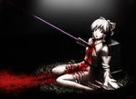  bad_end bad_id bad_pixiv_id blood bow death detached_sleeves hair_bow hakurei_reimu highres impaled polearm short_hair solo spear tombstone touhou vincent_(artist) weapon 
