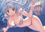  aflame_inferno ahoge artist_request bangs bikini breasts bubble cleavage diving fish flowing_hair front-tie_top gehenna grey_hair highres kim_kwang_hyun large_breasts long_hair manhwa nice_body open_mouth side-tie_bikini sideboob silver_hair swimming swimsuit underwater water white_hair yellow_eyes 