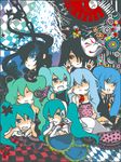  apple aqua_eyes aqua_hair argyle bad_id bad_pixiv_id black_hair black_rock_shooter black_rock_shooter_(character) blue_eyes blue_hair cendrillon_(vocaloid) chain checkered chibi food fox_mask fruit hatsune_miku koi_wa_sensou_(vocaloid) magnet_(vocaloid) mask multiple_girls multiple_persona musunde_hiraite_rasetsu_to_mukuro_(vocaloid) polka_dot red_eyes romeo_to_cinderella_(vocaloid) saihate_(vocaloid) shiratama_(shiratama_gold) songover twintails vocaloid world_is_mine_(vocaloid) 