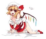  bad_id bad_pixiv_id blonde_hair blush crystal fang flandre_scarlet flat_chest hat red_eyes ribbon rkrk solo touhou wings 