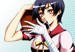  bad_id bad_pixiv_id bakemonogatari ball bandages banned_artist basketball kanbaru_suruga monogatari_(series) s_tanly school_uniform short_hair solo 