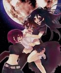  black_hair brown_hair hiyorimi_hiro kaibutsu_oujo kamura_reiri moon moriko_(artist) red_hair redhead riza_wildman 