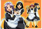  :o alternate_costume apron black_dress blonde_hair breasts cowboy_shot dress full_body kajiki_yumi kanbara_satomi long_sleeves maid maid_headdress medium_breasts multiple_girls open_mouth purple_hair red_hair rutarou saki senoo_kaori standing touyoko_momoko tsuyama_mutsuki twintails upper_body waist_apron 