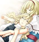  alice_margatroid blonde_hair hands holding_hands kirisame_marisa lying multiple_girls on_back on_side sakuraba_yuuki sleeping touhou yuri 