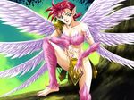  feathers gdt2 girl_doll_2_shisha green_eyes harpy monster_girl pointy_ears red_hair redhead source_request uran wings 