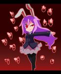 animal_ears bunny_ears chibi danmaku haiiro_gundan highres pantyhose purple_hair reisen_udongein_inaba solo touhou 