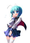  adapted_costume antennae blue_eyes blush cape green_hair school_uniform shin_(new) short_hair solo thighhighs touhou wriggle_nightbug 