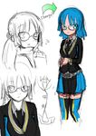  bad_id bad_pixiv_id belt blue_eyes blue_hair glasses kamen_rider kamen_rider_dcd kamen_rider_diend kamiyama_kenta personification short_hair sketch thighhighs 