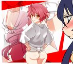  1girl ass blood blush fundoshi hands_on_hips japanese_clothes looking_back mitsuka_souji nosebleed ore_twintail_ni_narimasu red_hair short_hair tailred tango_(tn500) tsube_aika yamakasa yellow_eyes 