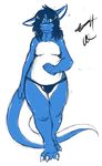  big_tail blue_everything blue_eyes blue_hair blue_scales chubby clothing hair invalid_color male shiny solo speedo swimsuit unknown_artist 