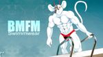  2011 abs alien antennae anthro biceps big_muscles biker biker_mice_from_mars black_nose bulge clothed clothing earth eyes_closed fabfelipe face_mask fur gloves half-dressed male mammal martian metal metal_mask muscles swimming_pool swimsuit teeth toned topless vinnie white_fur 